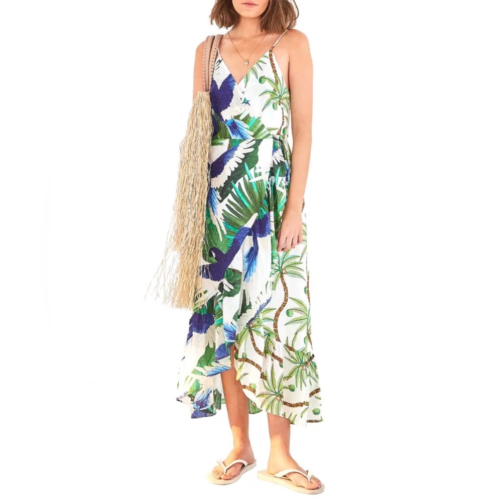 NWT Farm Rio Mixed Palm Wrap Dress XS